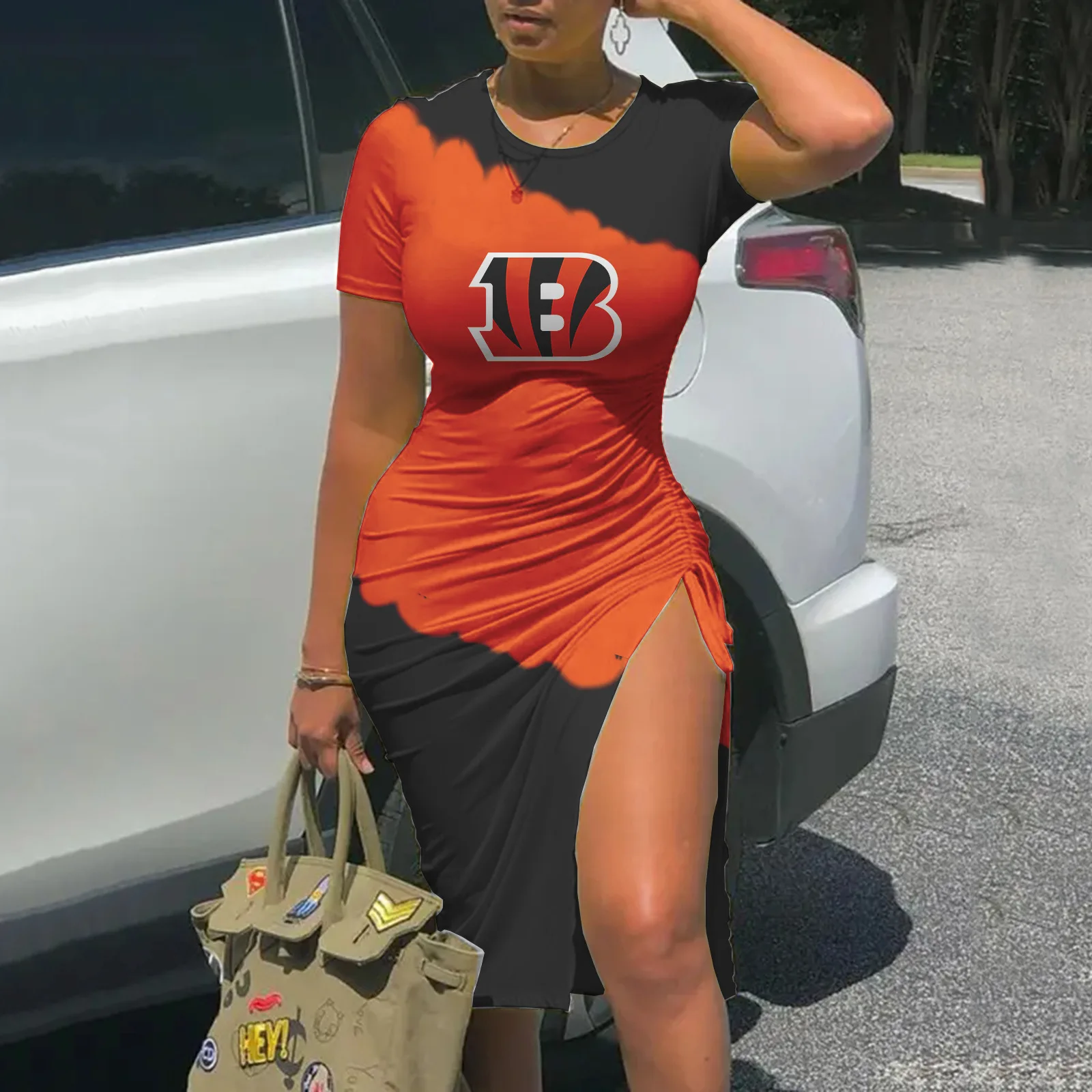 New 3D digital print casual dress NFL plus size football  O-neck dress