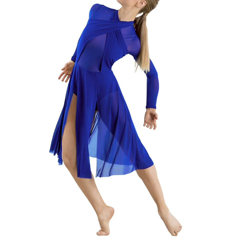 Moder Lyrical Dance Dress X-Cross Neck Hugging V-neck Zipper Juamsuit Skirt Girl Women Sexy Ballet Dance Outfits Stage Clothes