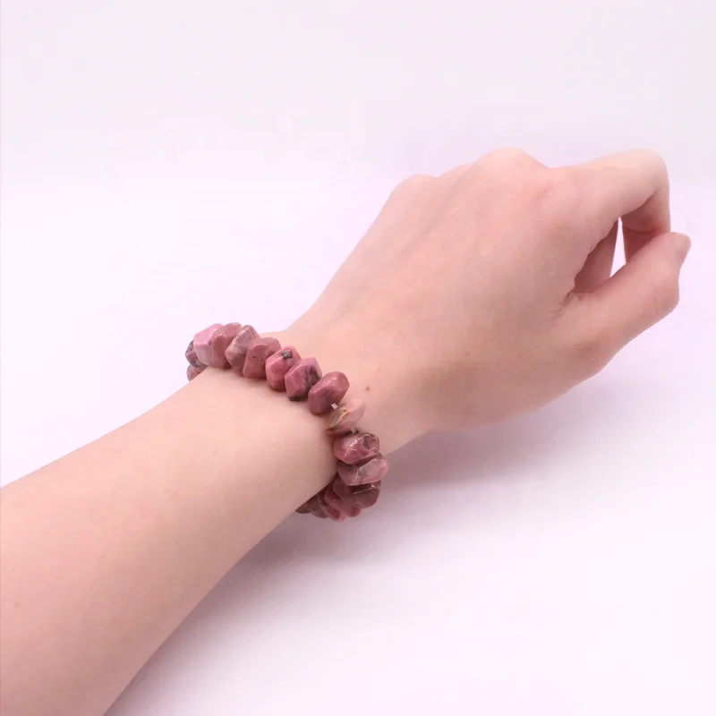 Высококачественный Браслет Из неравномерных хлопьев и кристальных чипсов из родолита энергетический растягивающийся браслет натурального необработанного