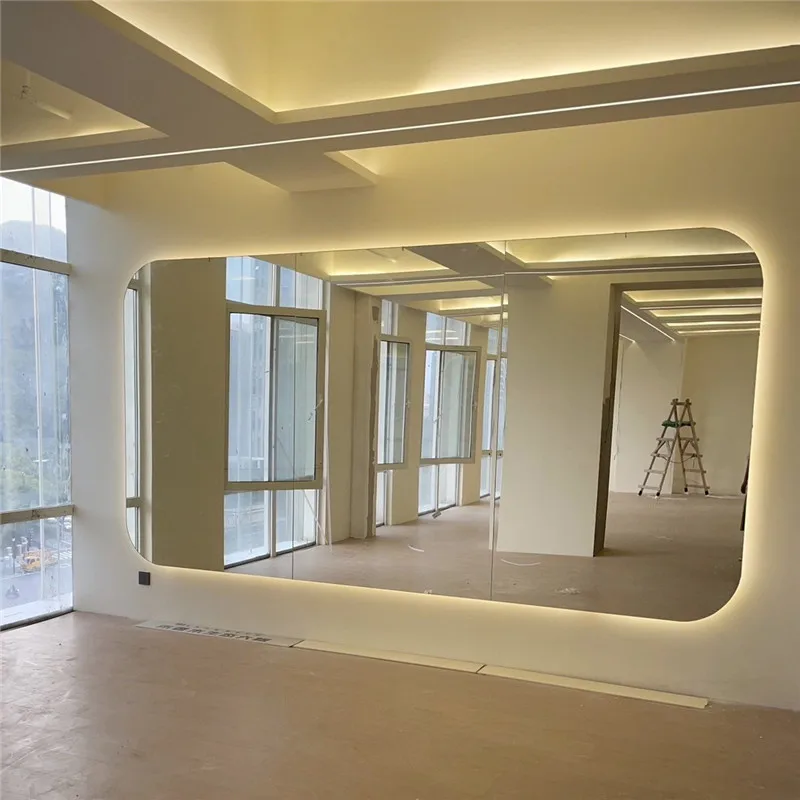 Factory Wholesale Large Size High-definition Full-Body Dance Studio Gym Wall Mirror With LED Light