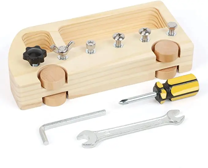 Montessori Wooden Screw Driver Board Basic Skills Educational Sensory Learning Toy for Kids Toddlers Preschool