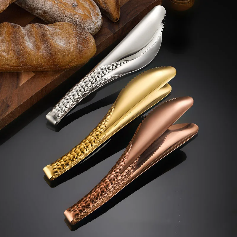 Food Grade Stainless Steel Gold Colored Barbecue Cooking Tools BBQ Bread Serving Grill Clips Kitchen Tong