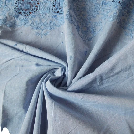 Wholesale Custom Embroidery on Clothing Cheap Embroidered Yarn Dyed Fabric
