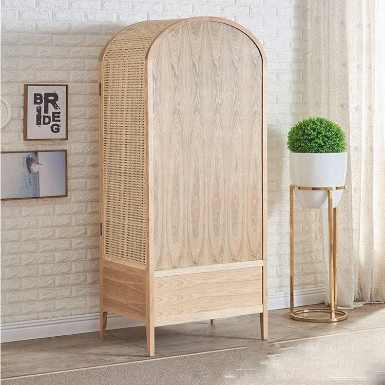Simple modern fashion high-end bedroom solid wood wardrobe northern rattan wardrobe manufacturers wholesale