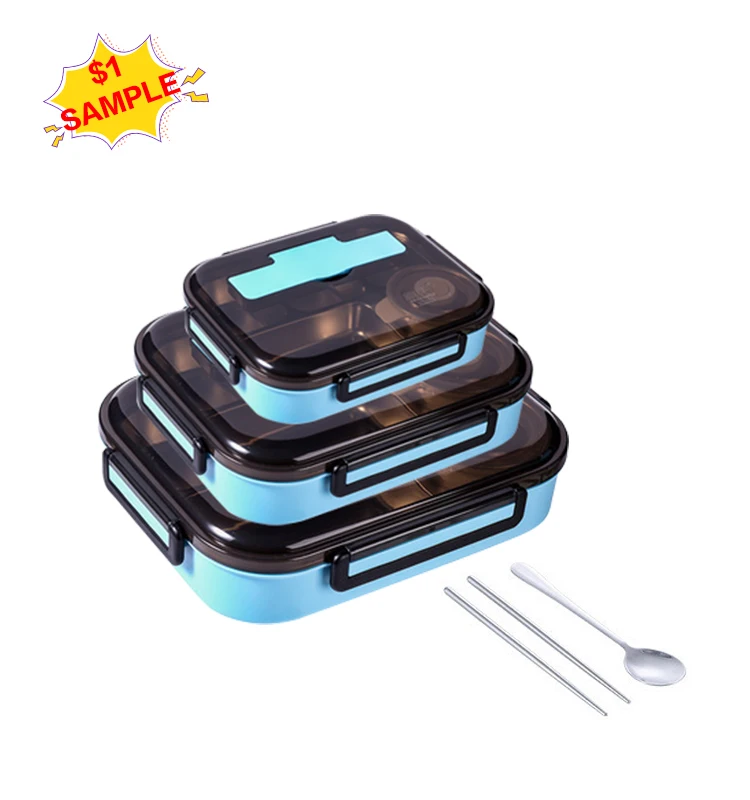 Small Plastic Waterproof Packaging Stainless Steel Frozen Hot Food Storage Container Set Bento Lunch Box With Lid