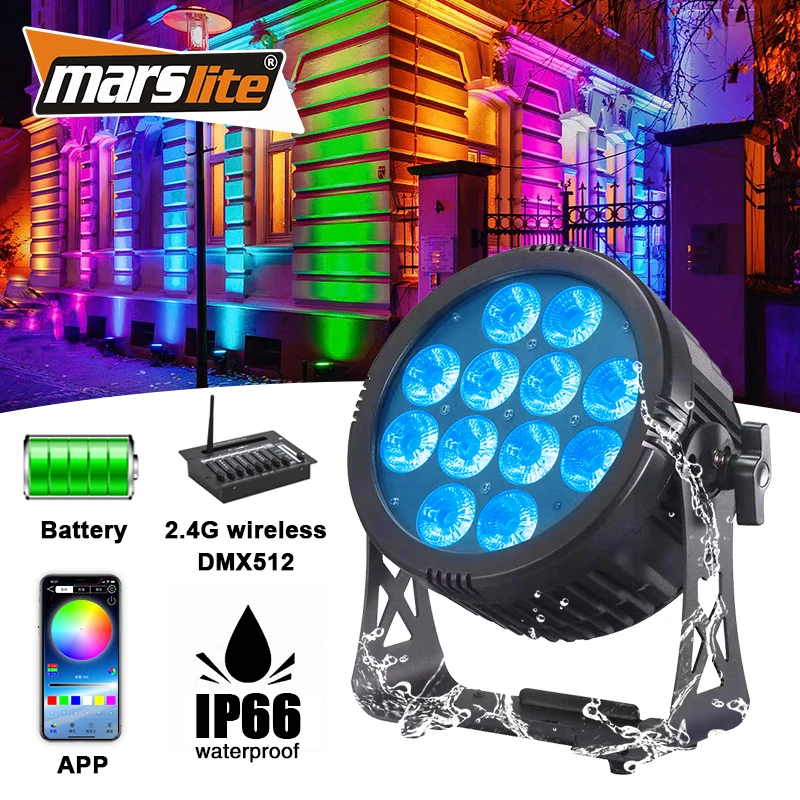 IP66 12x18 Вт RGBAW UV Led Par Battery беспроводной Wi-Fi аккумулятор восходящая Водонепроницаемая светодиодная лампа