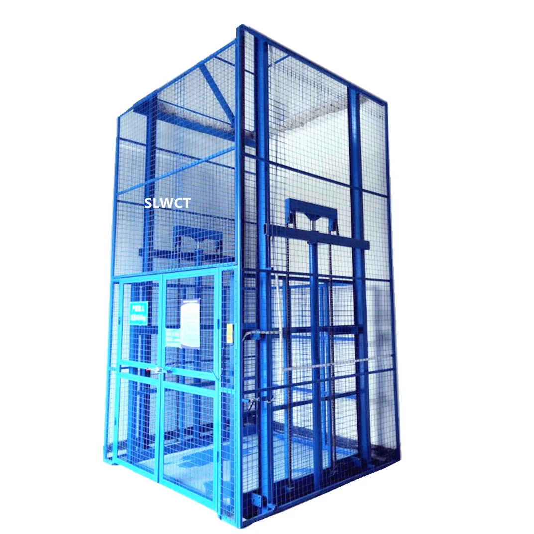 Cheap price cage lift table freight lift elevator industrial guide rail lift platform sale in UK