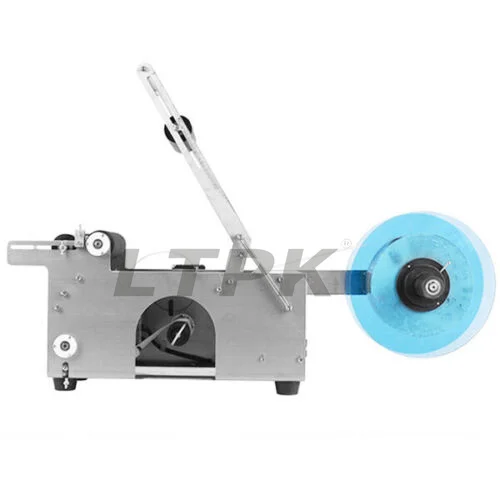 LTPK MT50 Desktop Semi Automatic Cosmetics Water Cold Glue Syrup Essential Oil Pet Pvc Plastic Round Bottle Labeling Machine