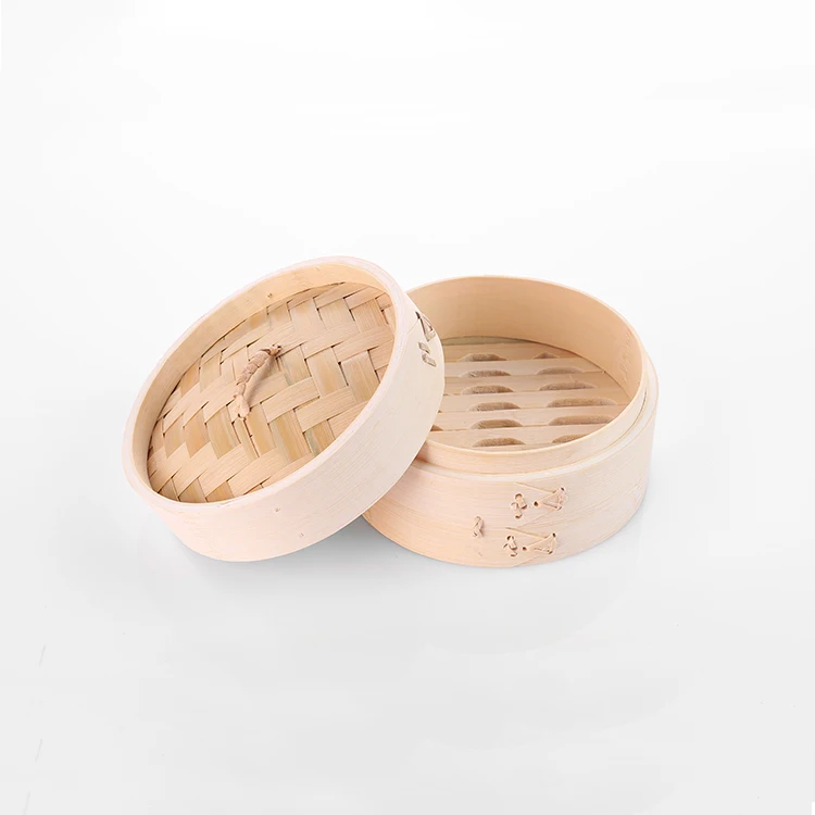 2021 Wholesale High Quality Round Natural Mini Bamboo Steamer Basket dimsum bamboo steamer basket Food Container Bamboo Steame