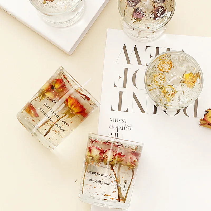 
Jelly candles environmental protection dry flower scented candles with hand gift candles glass jar 