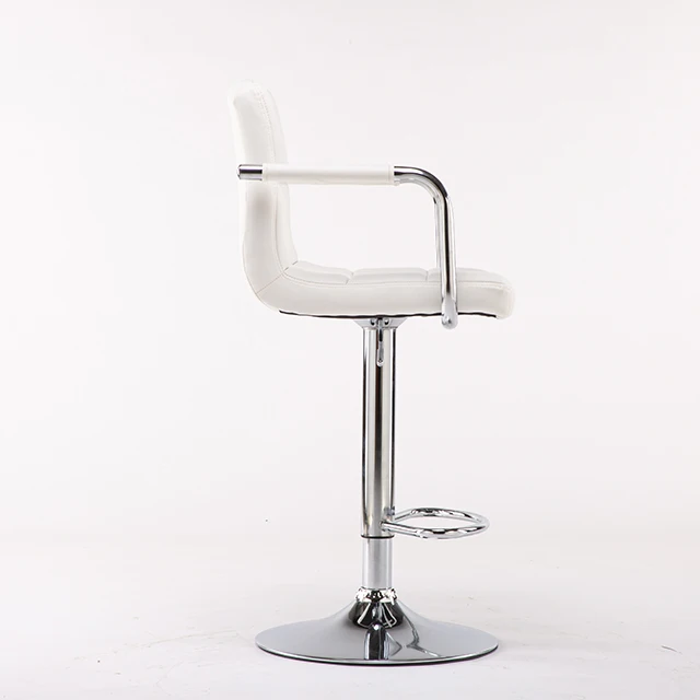 White PU Leather Swivel Bar Stool with Stable Base Fashion 360 Turn Around Dental Stool for Office Chair