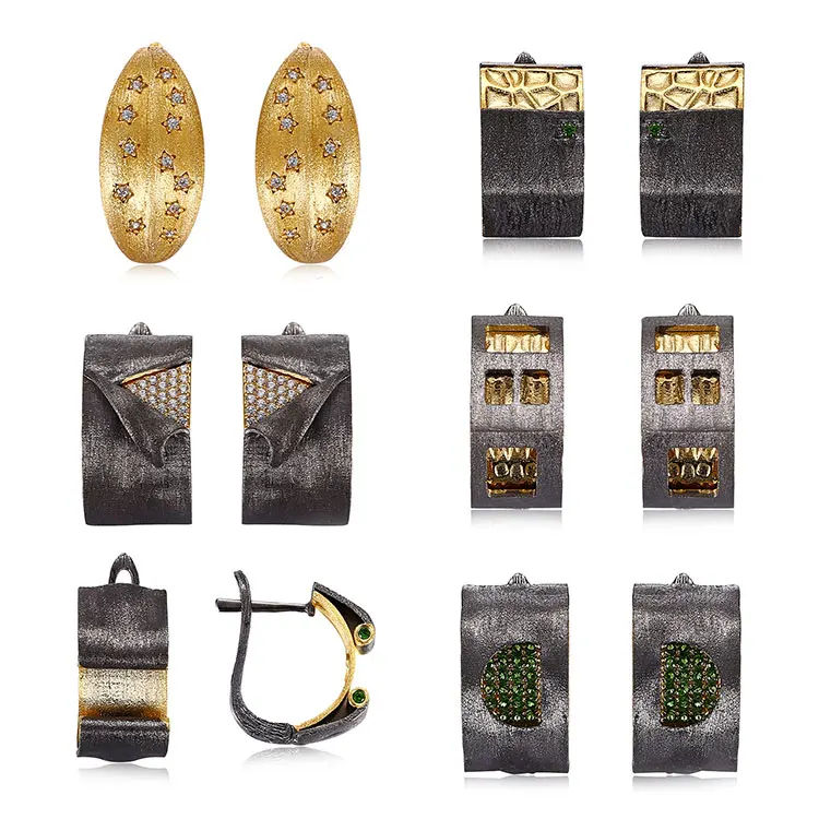 Fashion Thailand Costume 925 Sterling Silver Huggie Earrings Jewelry for Women