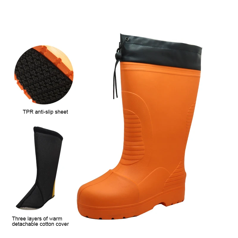 Lightweight Anti Slip Water Proof Winter Warm Snow Ski Fishing Fisherman Cold Storage Eva Foam Rain Boots For Men