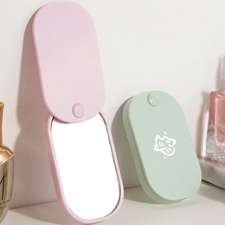 Customized Wholesale Portable Round-Cornered Rectangular Sliding Cover Small High Definition Makeup Mirror