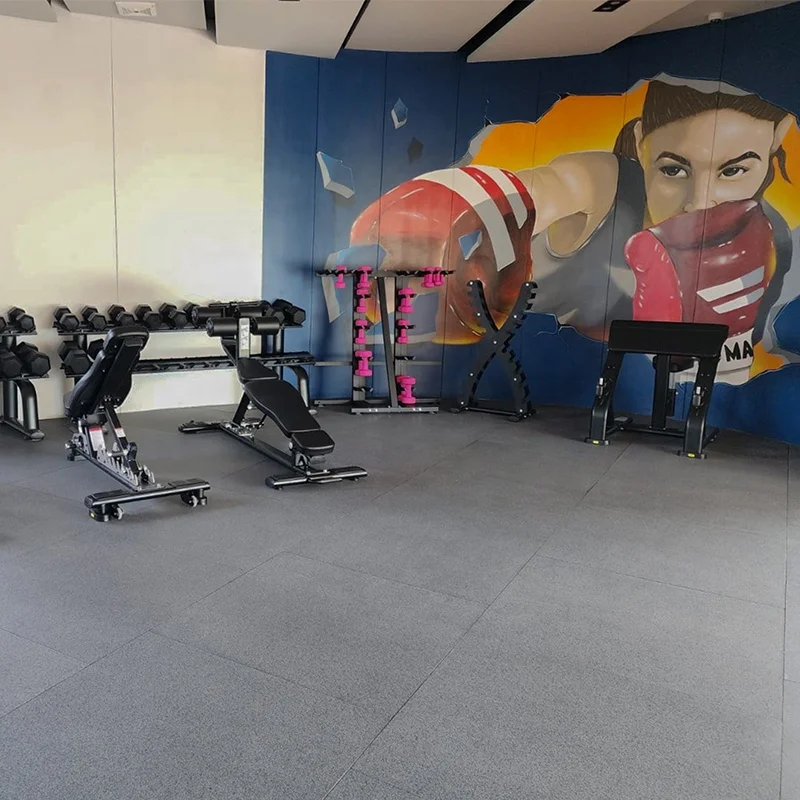 Резиновая напольная плитка для тренажерного зала с соединительными пряжками