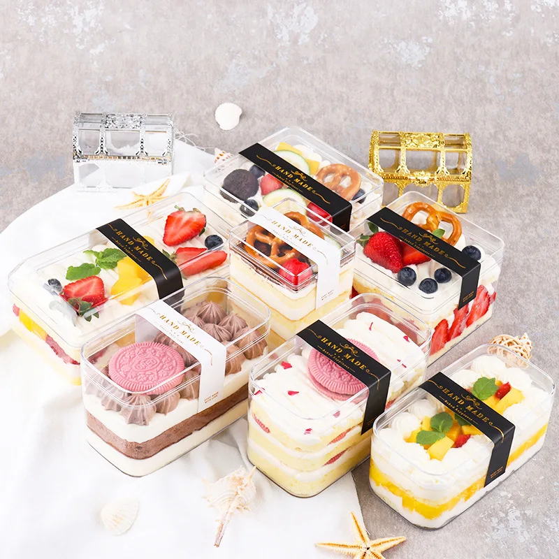 Transparent Hard Plastic Boxes Mini Mousse Cake Dome Container Clear Circle Desserts Emballage Tiramisu Box With Lid