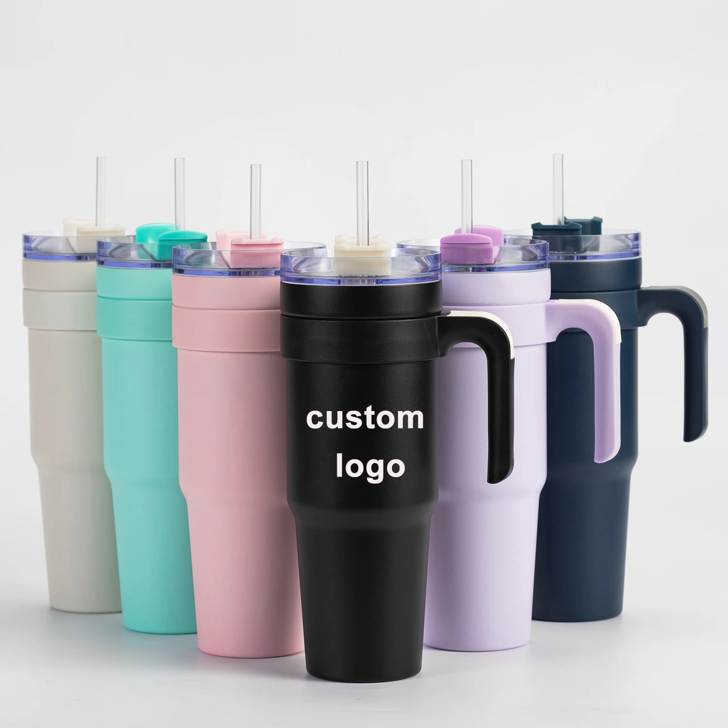 Custom Logo Sleeve Matte powder coated 40Oz Car Cup Mug Tumbler With Handle