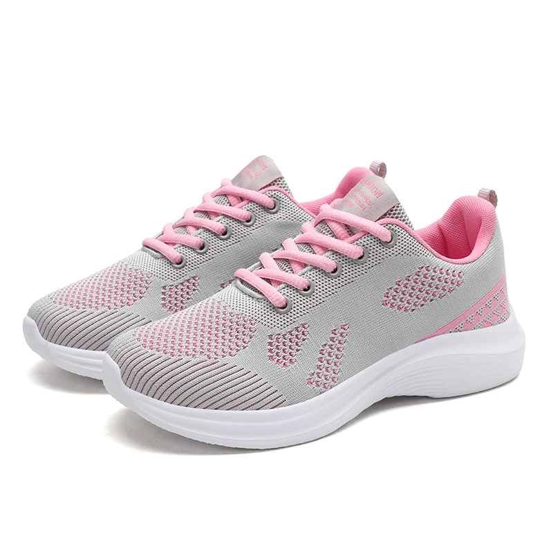 Wholesale women Shoes Fly Knit Upper MD Sole Breathable Fashion Trend Sneakers Shoes High Quality Sneakers Running Shoes
