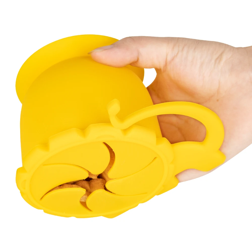 Spill Proof Baby Learning Drinkware Silicone Snack Cup Silicone Baby Suction Snack Cup Catcher with Lid for Toddlers
