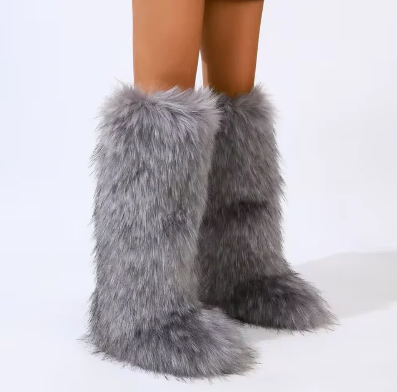 Autumn and Winter Thickened Warm Leggings for Girls, Y2K Faux Fur Boots Socks, Fluffy Long Tubes Pile