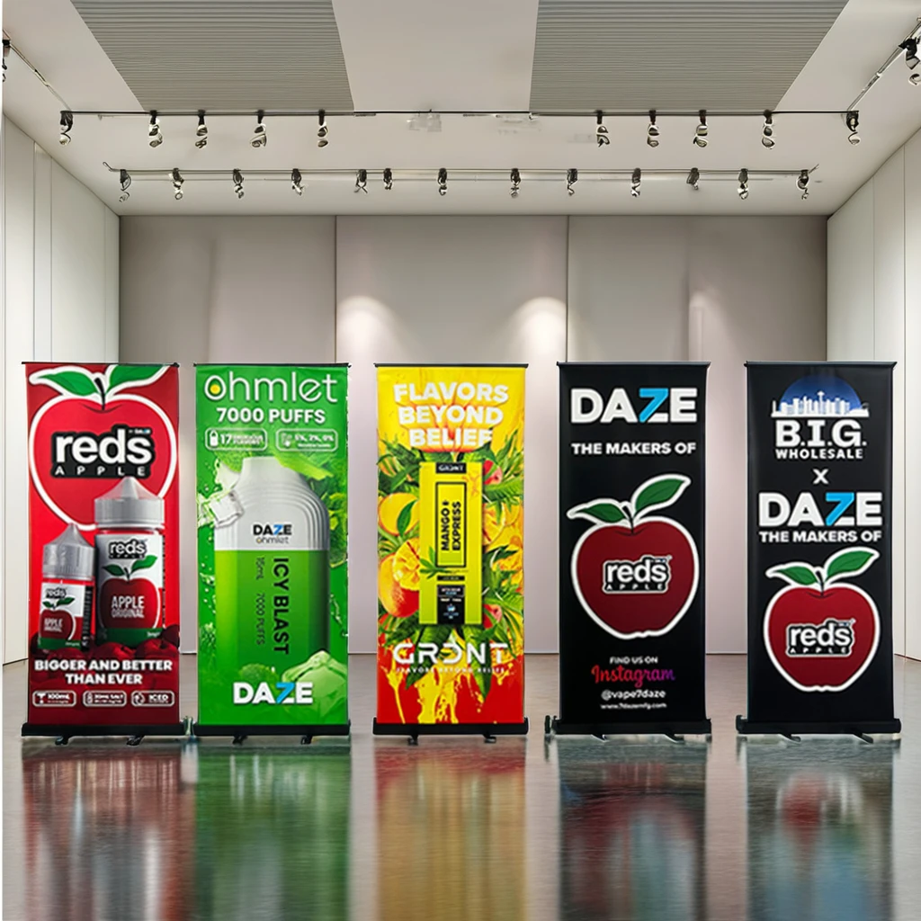 Black Diamond Retractable Roll up Banner Custom Portable Advertising Display Easy Installation Aluminum Frame Pull Up Banner