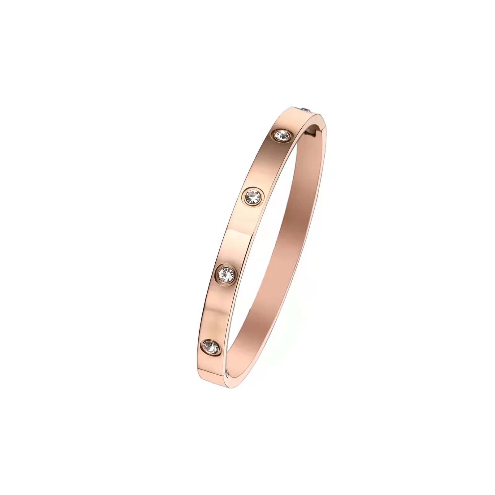 Love Friendship Bracelet Bangle Gold Rose Gold Silver Cubic Zirconia Stainless Steel Hinged Jewelry Crystal Bracelet Birthday Pr
