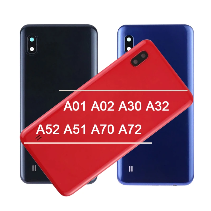  Задний корпус чехол для Samsung Galaxy A01 A02 A02S A10E A11 A12 A22 A30 A32 A51 A52 A70 A72 на заднюю поверхность с крышкой батарейного отсека стеклянная крышка