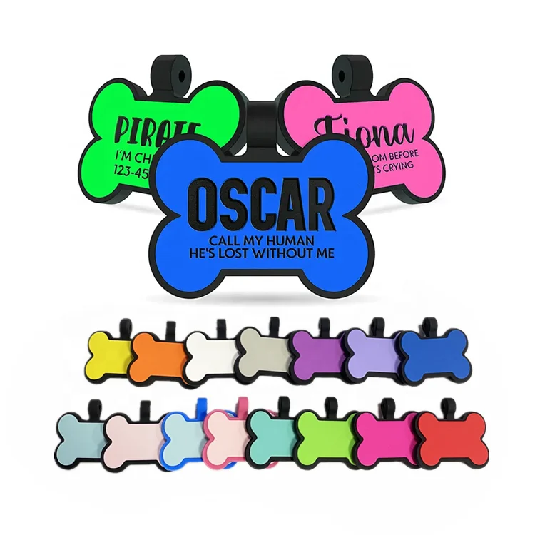 wholesale custom slides on qr code dog holder collar pet id dog name silicone name tag cat id tags dog tags for engraving