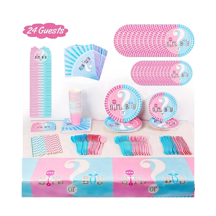 
Boy or girl gender reveal boy or girl birthday party supplies party decoration set 