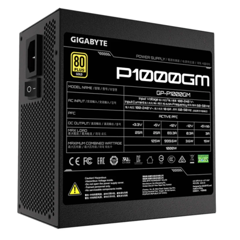 (GIGABYTE rated 1000W Gold Full Module Desktop PC Pc Power Supply 80Plus Gold Certification P1000GM rated 1000W Gold Full module 10