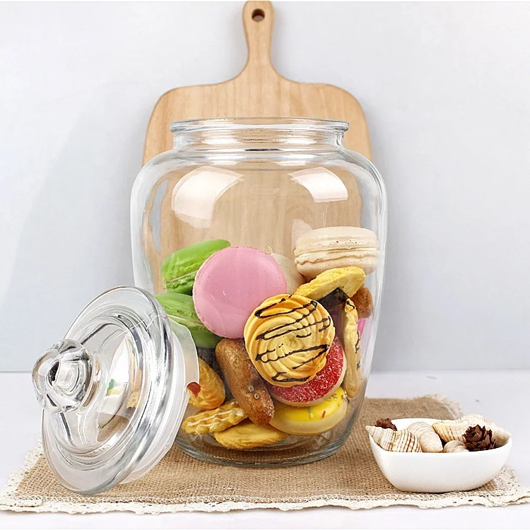 2200ml clear Home deco glass pasta nuts dry food storage canister jar with hermetic lid