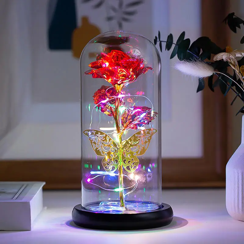 Valentines Day Gift Saint Valentine Gold Foil Rose With LED Light For Valentine Day
