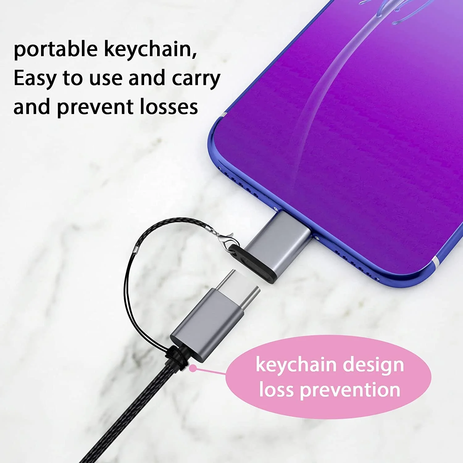 Portable USB Transfer Key chain Type-C USB C Adapter for Cell Phones Notebooks Tablet PC Computer