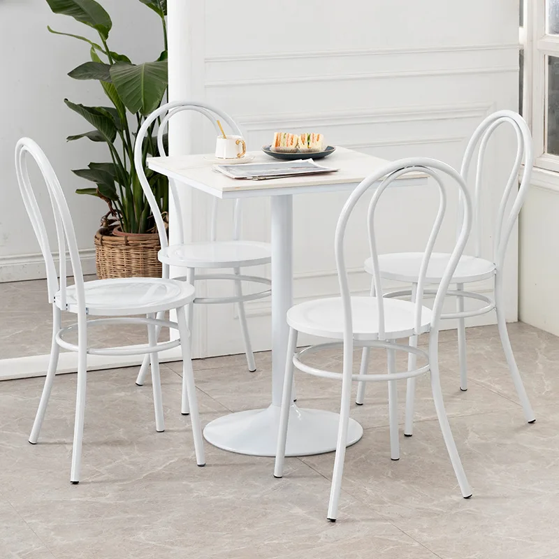Nordic Modern Fashion Simple Dinning Chair Aegean Home Cafe Restaurant Furniture Dinner Chair Pure White Iron Dining Chair