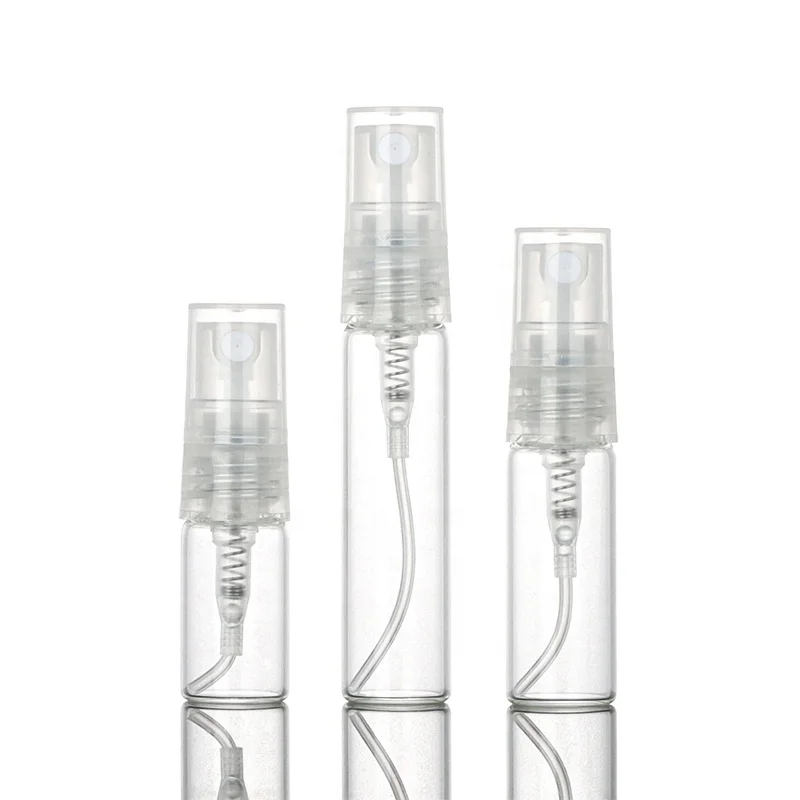 Eco friendly cosmetics packaging containers plastic PET mini travel perfume fragrance fine mist clear 2ml 3ml 5ml spray bottle