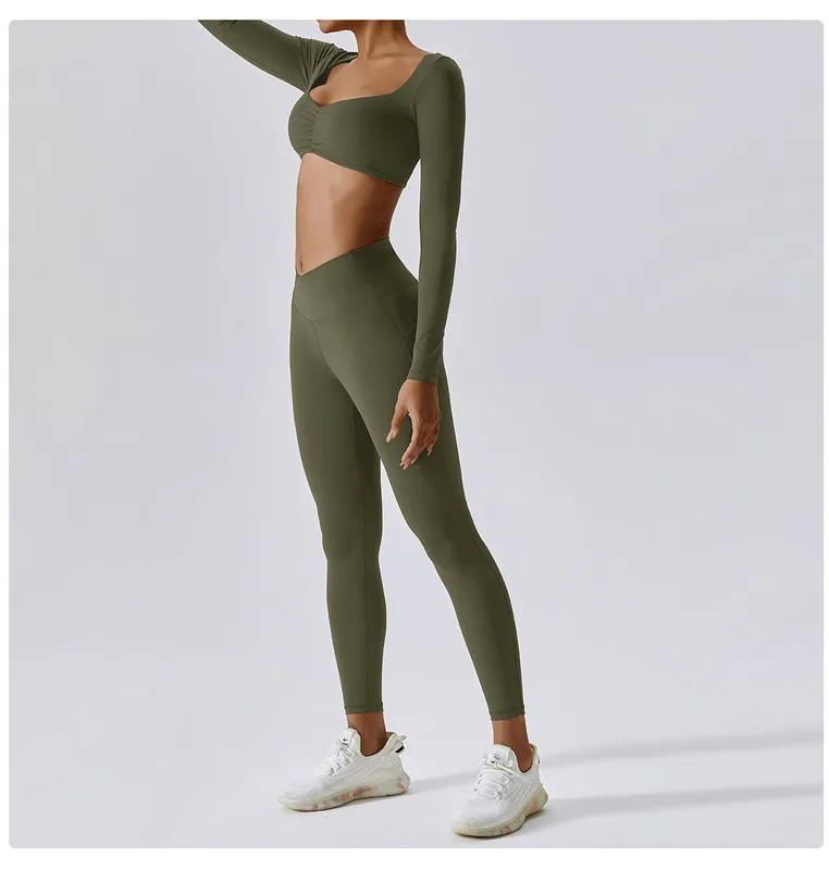 PASUXI Women Gym Fitness Set Gym Wear Seamless Sports Bra Tights Yoga Leggings 2 Piece Workout Yoga Set