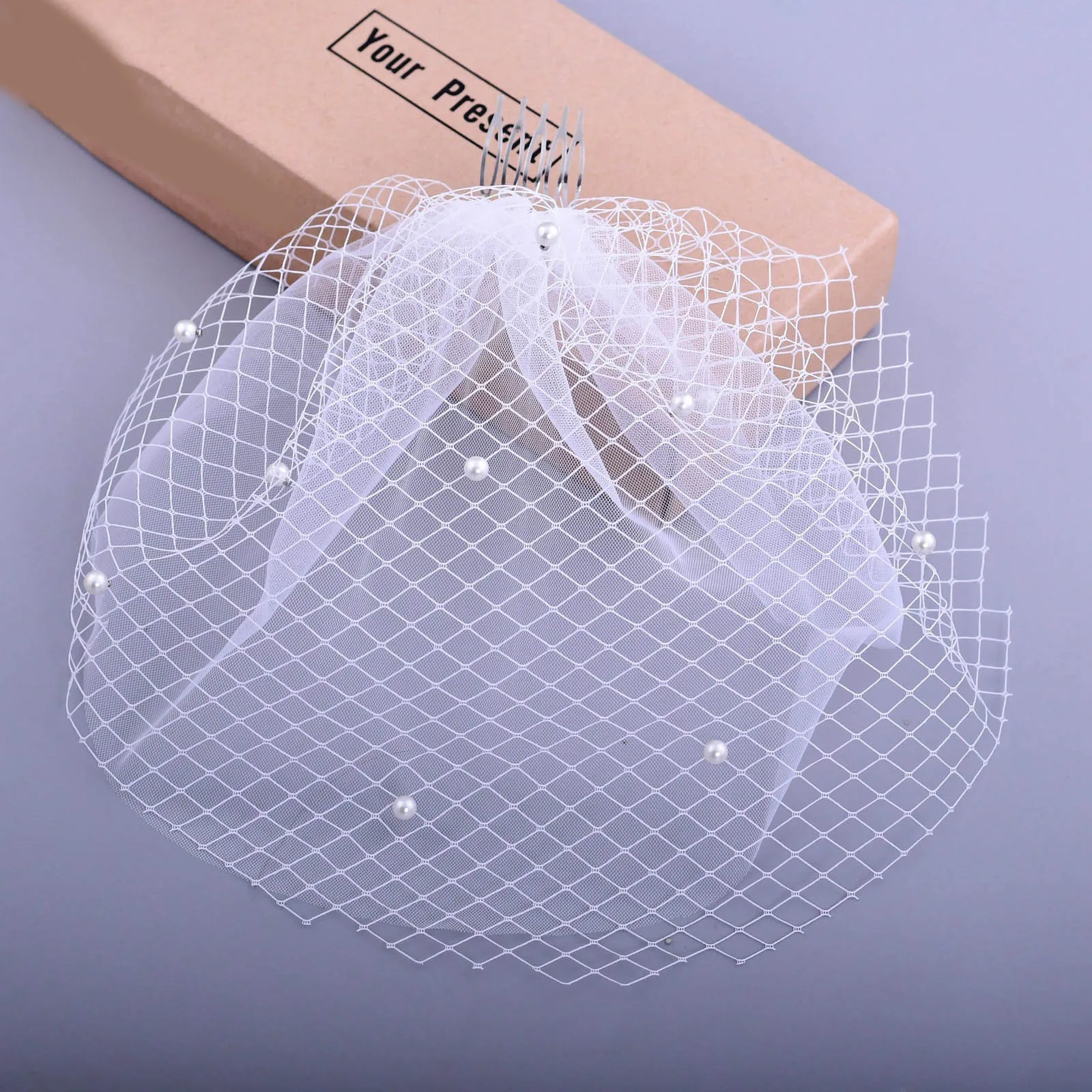 Genya Women Mesh Veils Bridal Birdcage Short Wedding Face Veil with Clip Tulle Gothic Bride Halloween Costume Veil