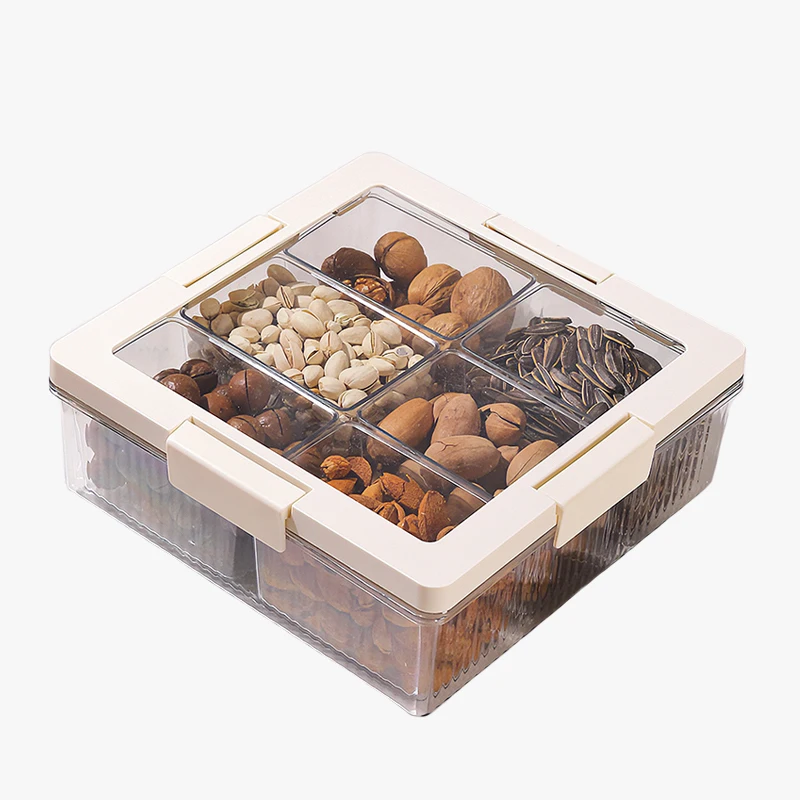 Fancy Creative Compartmentalized Dried Snack Fruit And Nut Plate Party Gift Candy Tray With Lid