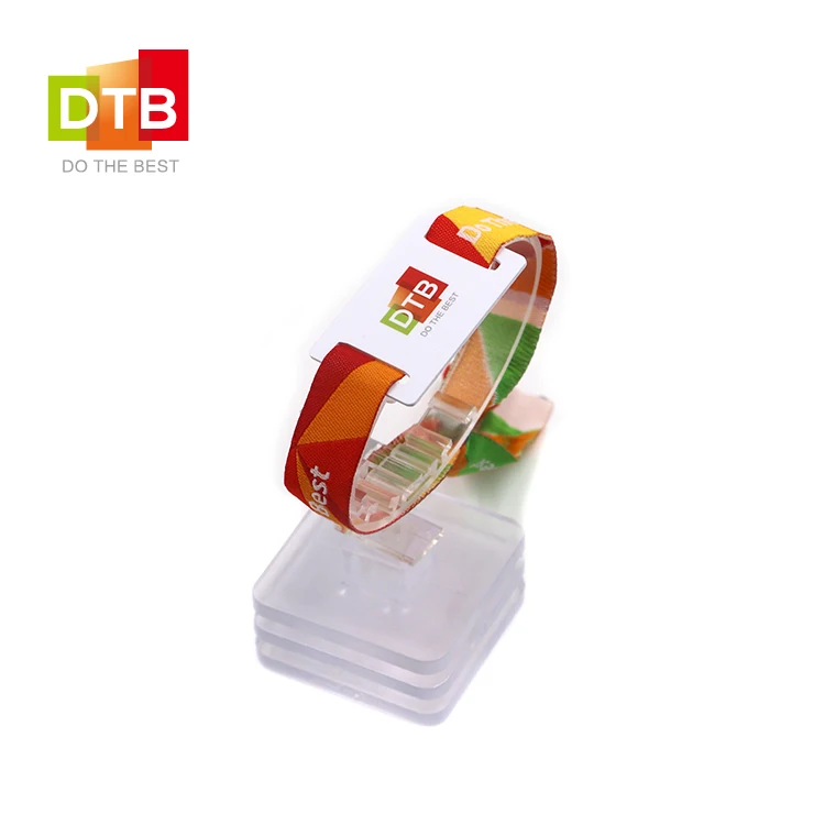 DTB 13.56mhz Cashless Payment Adjustable RFID Fabric Woven Bracelets