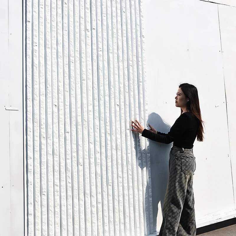 Hight quality Faux Artificial big slab  PU fluted square grille stone Polyurethane foam wall panel building materials