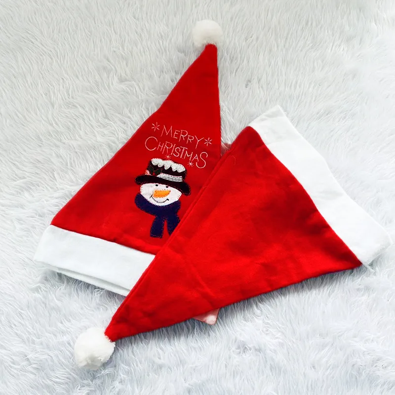 Factory Direct Santa Claus Plush Christmas Hat Decoration Xmas Party Supplies Traditional Red Christmas Hat