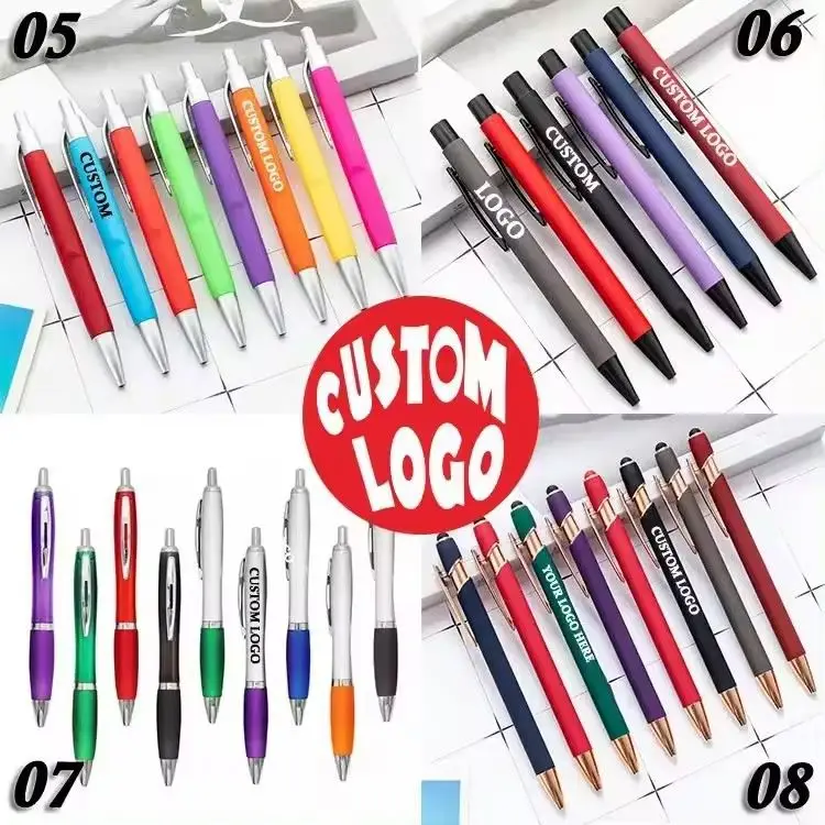 Fashion Style Promotional Gift Glossy Business Gift Ballpoint Pen  Aluminum Touch Custom Logo Pens Colored Ballpoint Pens