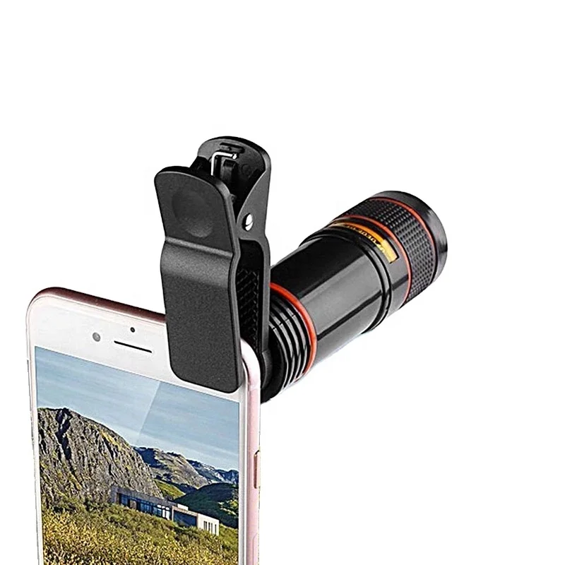 Factory price universal 12X Zooms Mobile Phone Camera Lens External Telescope with Universal Lens Telephoto Clip