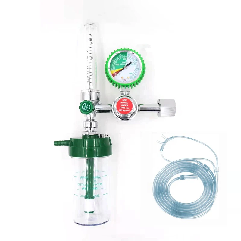 High Quality CGA540 Oxygen hospital pressure regulator with Flowmeter and humidifier bottle