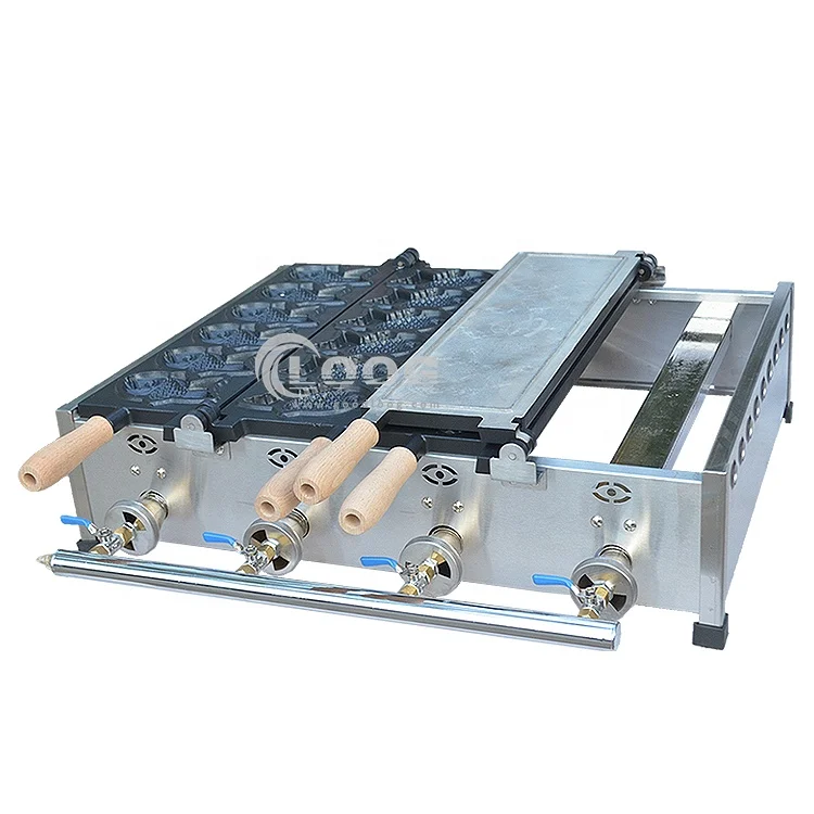 2800Pa LPG Gas Ice Cream Cone Fish Waffle Maker Taiyaki Cake Maker Commercial Taiyaki Machine For Sale