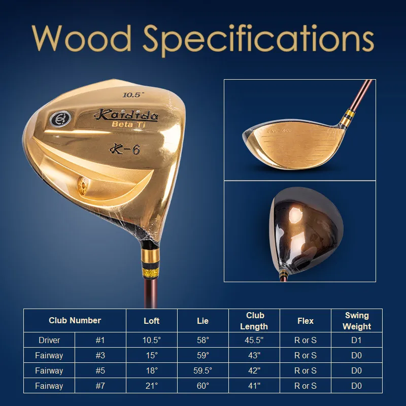 Kaidida оригинальное качество Мужские комплекты для гольфа для начинающих мужские комплекты для гольфа