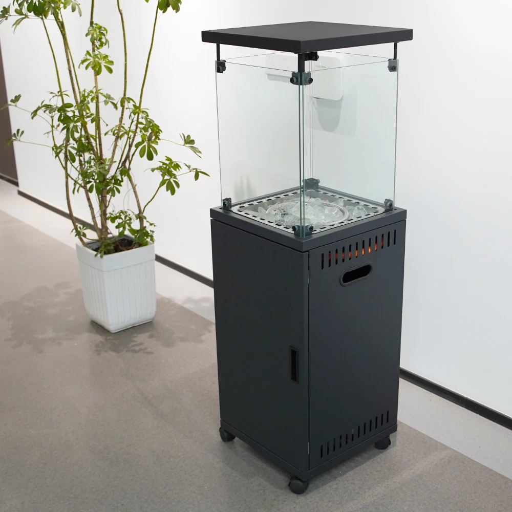 GardenSun Ignition device heat resistant glass CE approved wheels 945g/hr gas stand patio heater outdoor outdoor