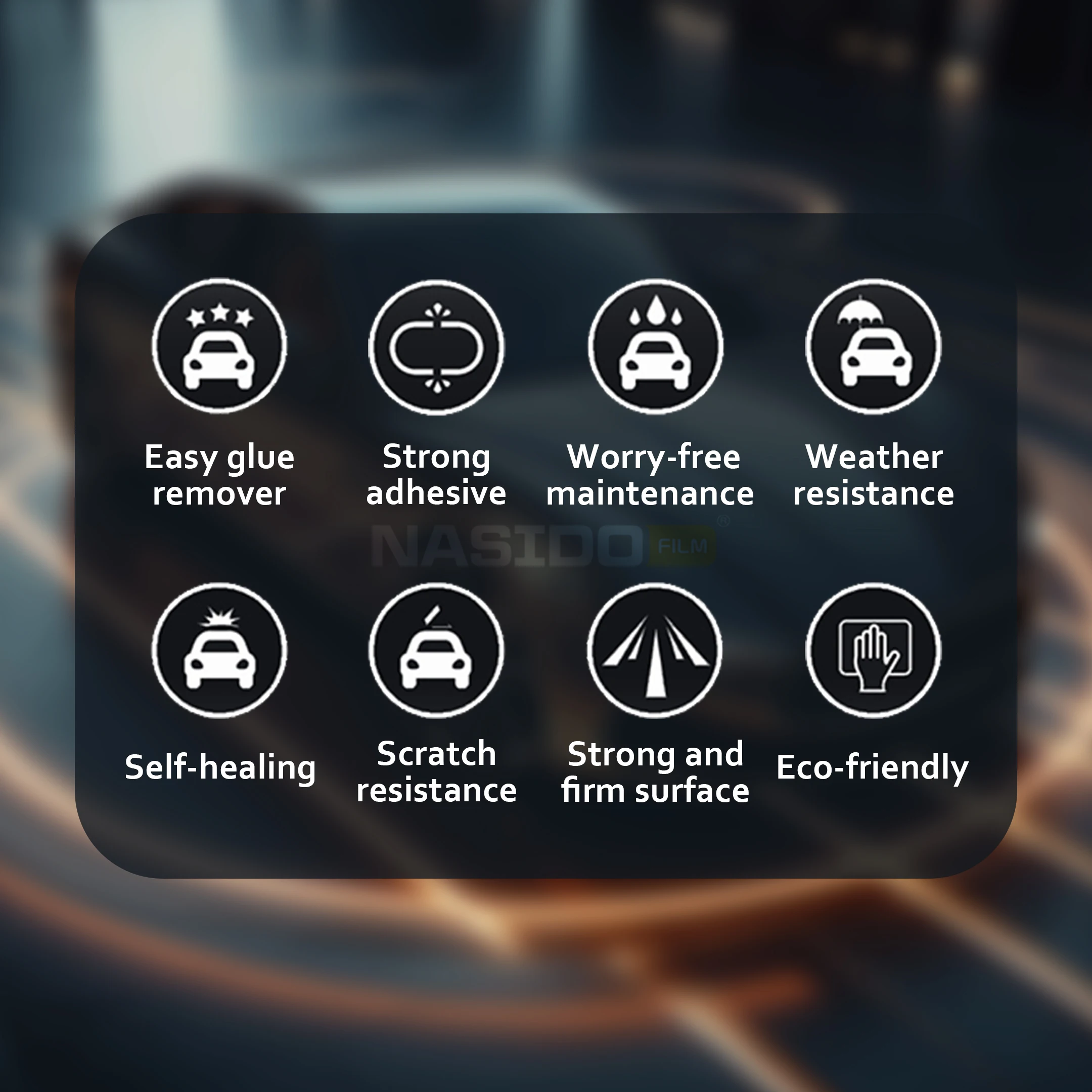 NASIDO 7.5mil TPU PPF Self-Healing Nano Coated Glossy Body Self-Adhesive Paint Protection Film for Cars