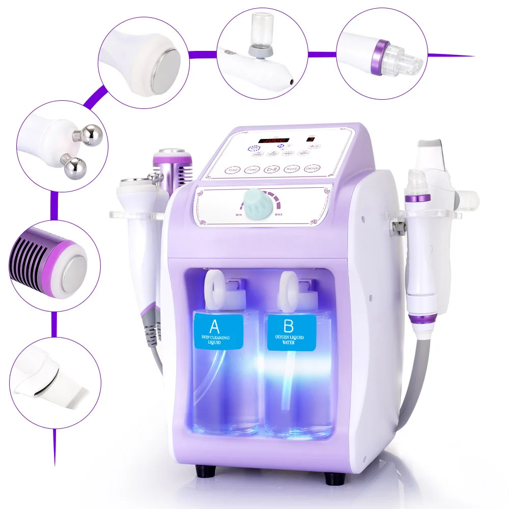 6 in1 H2-O2 Hydro Dermabrasion RF Bio-lifting Spa Facial Hydro Facial Microdermabrasion Machine Dermaplaning Facial Skin Care