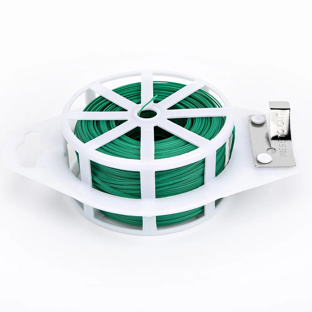 50M Garden Plant Twist Tie - Sturdy Green Coated Wire With Reel